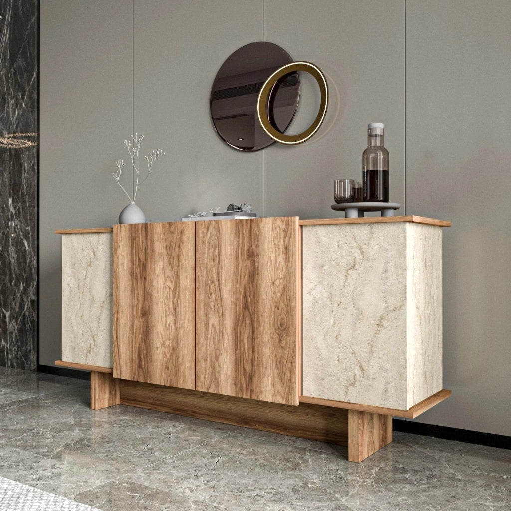 Credenza in legno "Diana" - 180 x 40 x 81 cm - Travertino