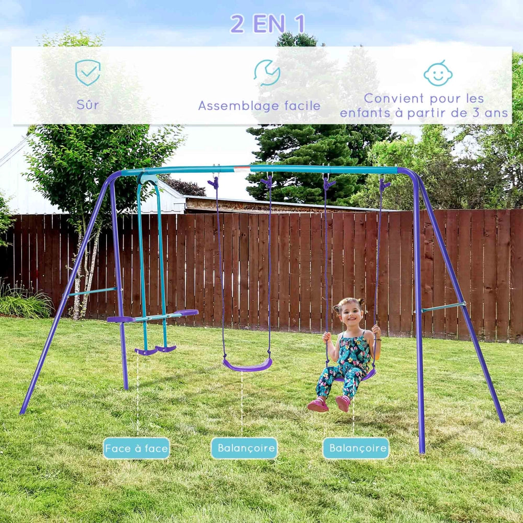 Portico Altalena 3 in 1 per Bambini ¨C zephmum ¨C Violetto