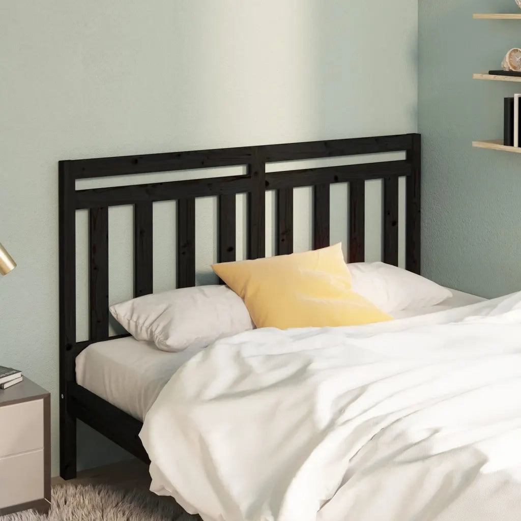 Testiera per Letto-Testata-Testiera Decorativa Nera 166x4x100 cm in Legno Massello di Pino 429285