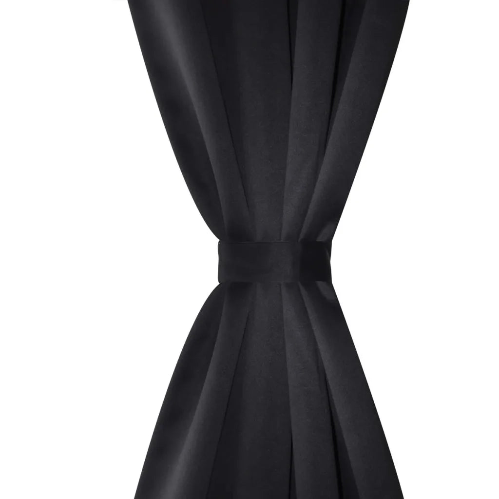 2 Pz Tende Oscuranti con Occhielli in Metallo 135x175 cm Nere 132199