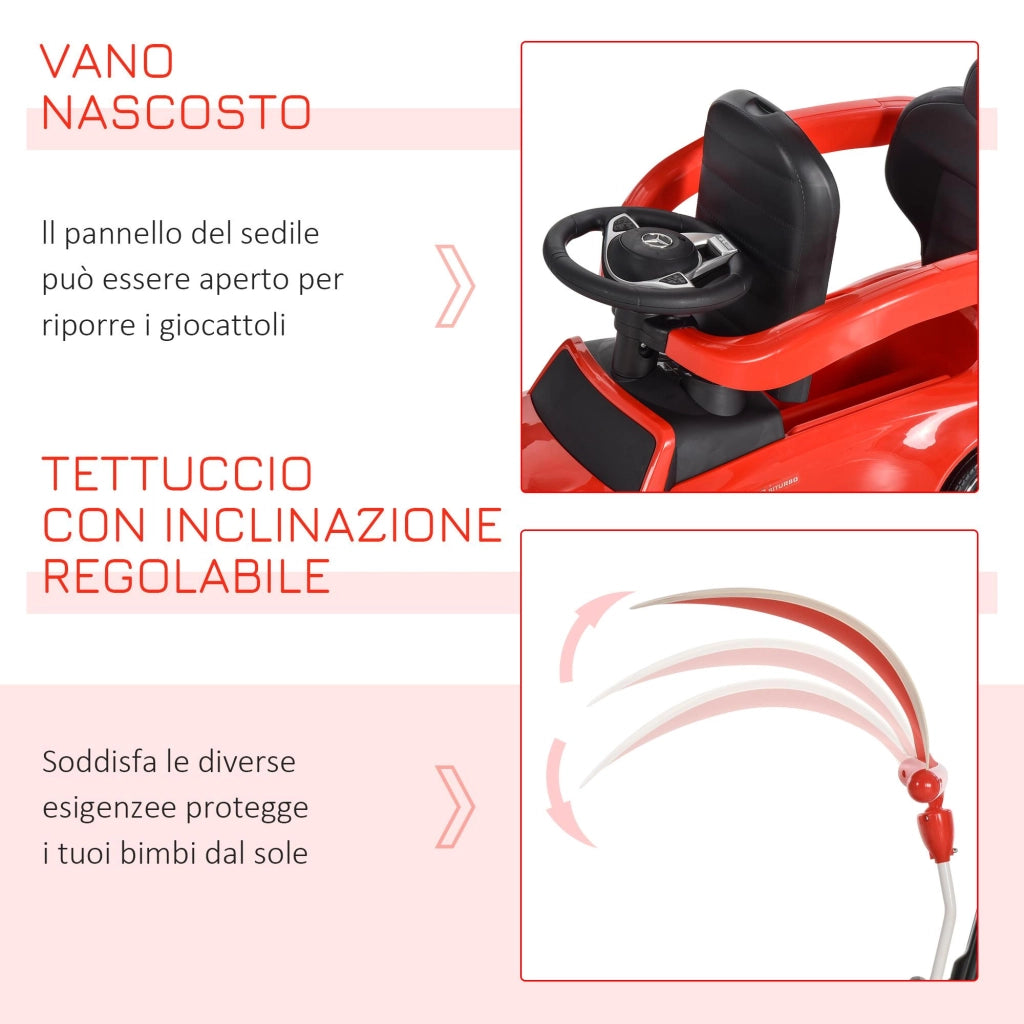 Auto Macchina Cavalcabile per Bambini con Maniglione con Licenza Mercedes AMG Rossa