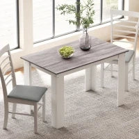 Tavolo da Pranzo Moderno in Legno per 4-6 Persone, 120x69x75cm, Grigio e Bianco