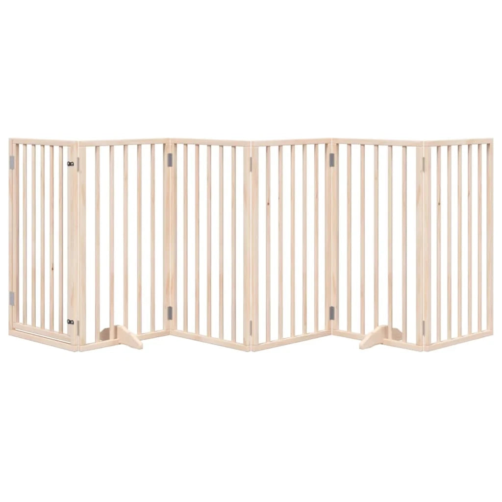 Cancelletto di sicurezza per cani con 6 pannelli in legno di pioppo marrone 02_0023320