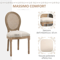 Set 2 Sedie Imbottite 49x56x96 cm in Legno e Tessuto Bianche