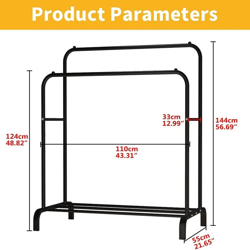 Trade Shop - Stand Appendiabiti Da Terra Attaccapanni Abiti 150 X 110 X 57mm Doppio Tw608 -