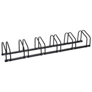 Rastrelliera Porta Biciclette 6 Posti 179x33x27 cm in Acciaio Nero