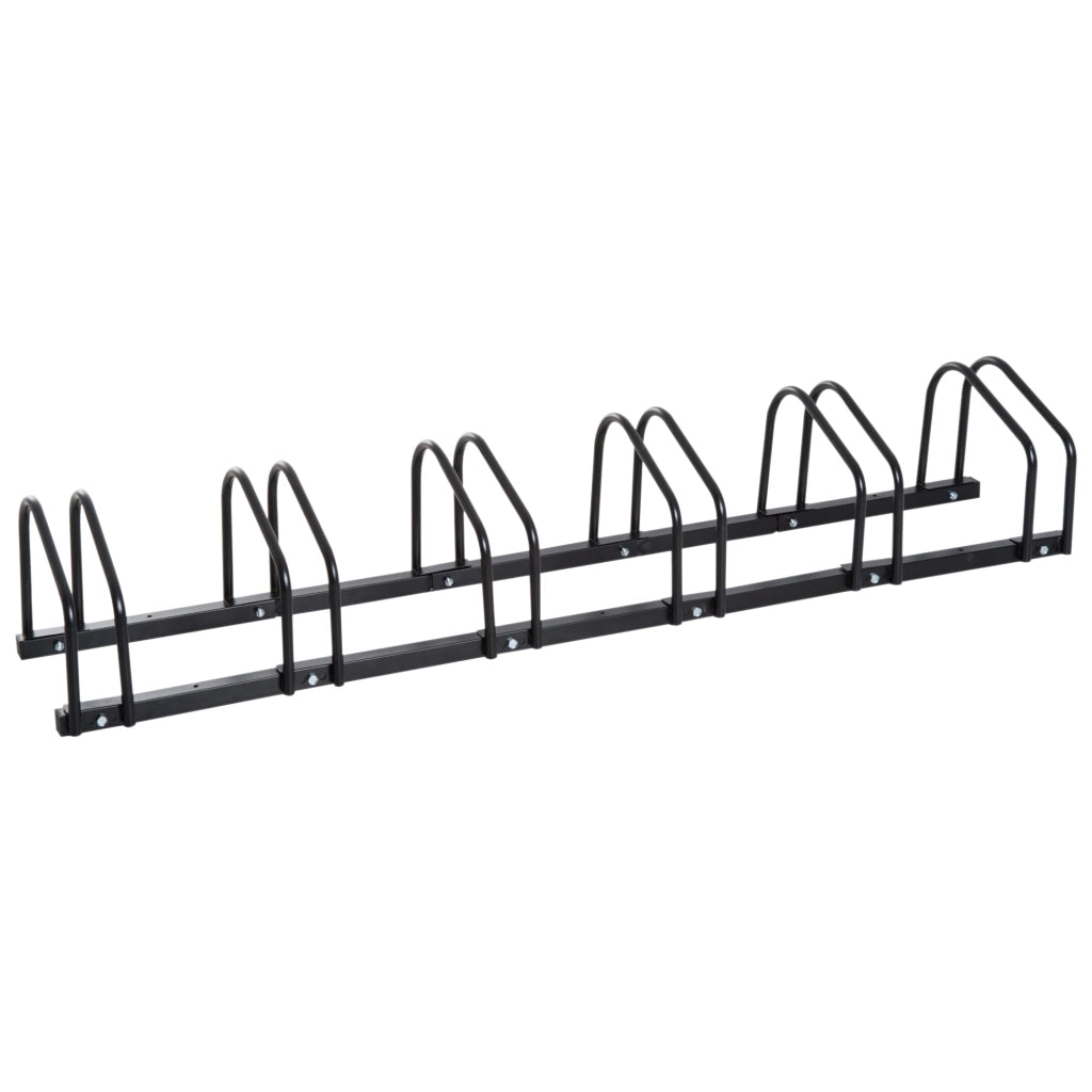 Rastrelliera Porta Biciclette 6 Posti 179x33x27 cm in Acciaio Nero