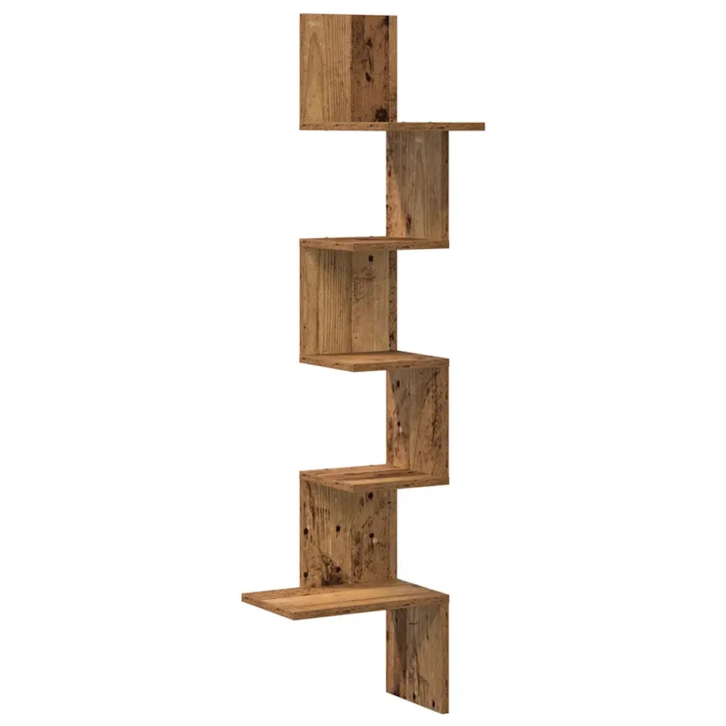 Mensola Angolare Legno Vecchio 32x32x127,5 cm Legno Multistrato 860524
