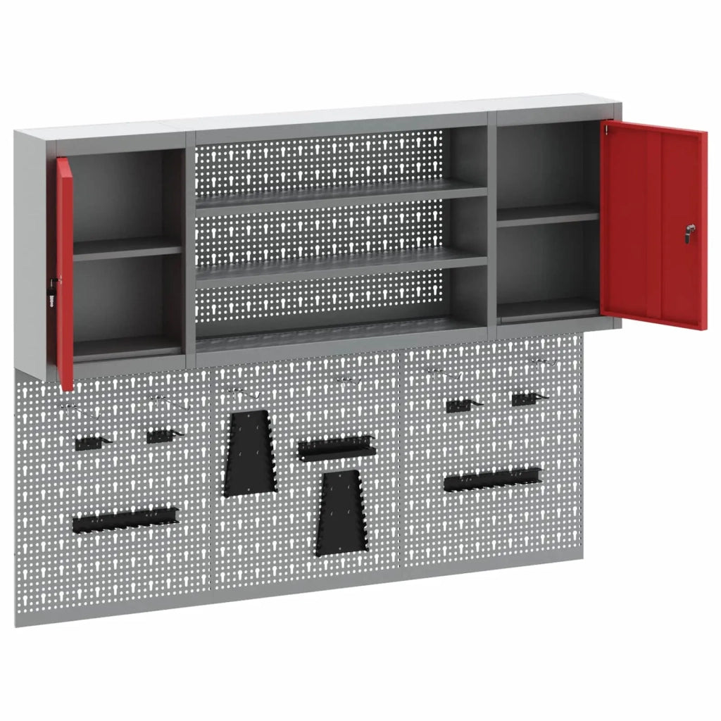 Set di armadi per attrezzi con lo scaffale 4 pcs Rosso 3321407