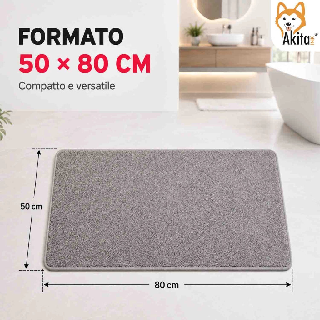 Akitaink Tappeto Multiuso in Microfibra 50x80 cm Grigio