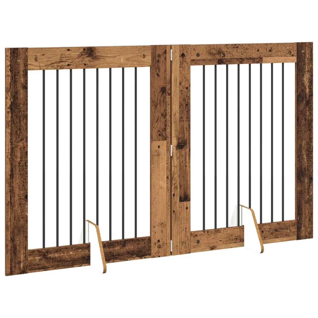 Cancello per cani con supporti 2 pz Legno antico 80 x 100 cm CFW4456857