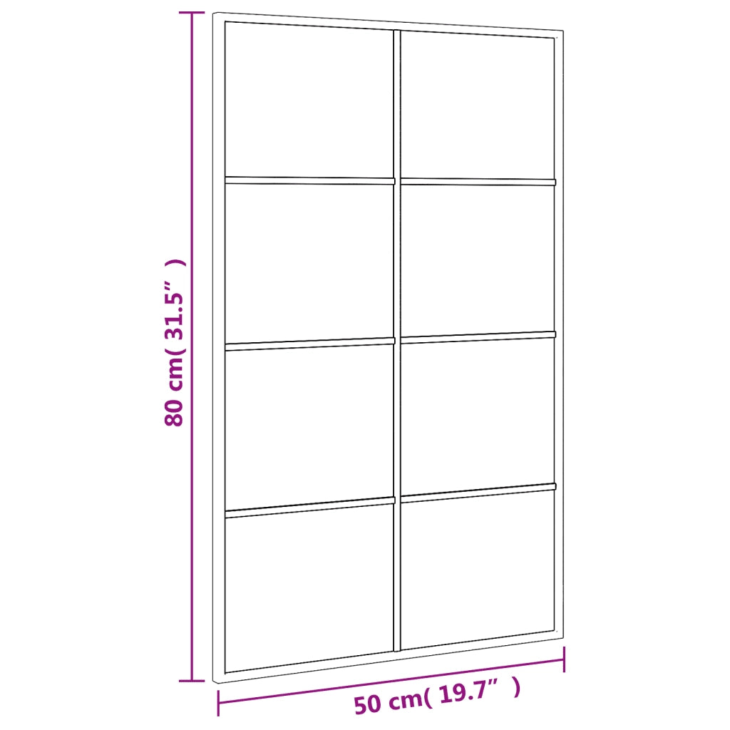 Specchio da Parete-Specchio a Muro-Specchio Decorativo Nero 50x80 cm Rettangolare in Ferro