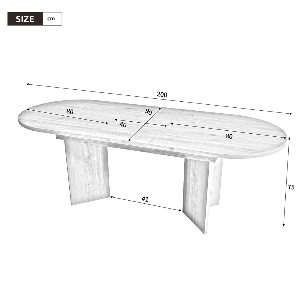 Tavolo da pranzo allungabile 160/200 x 90 cm; in MDF colore rovere