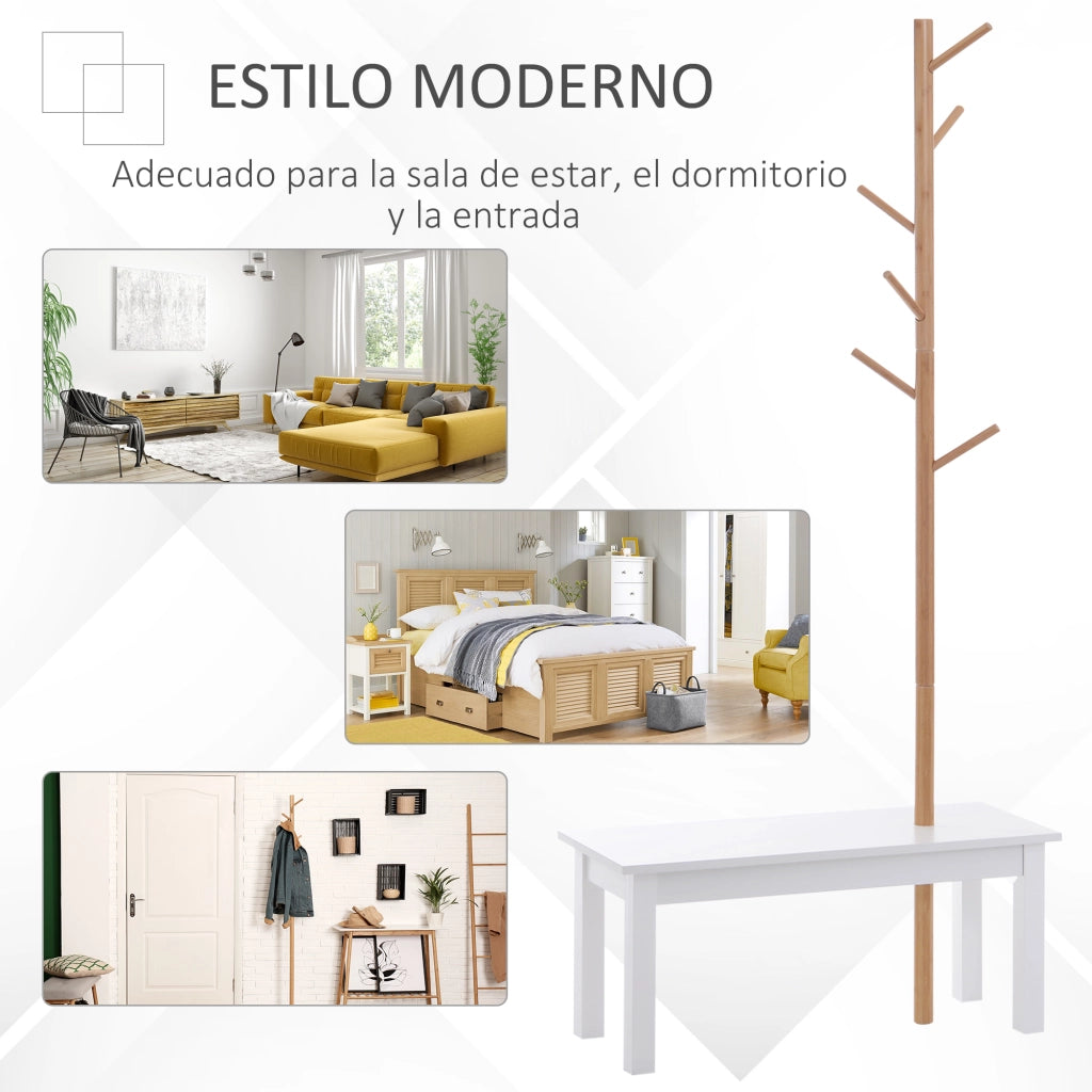 Appendiabiti con panca e scaffale ¨C zephmum ¨C Bamb¨´ e MDF 80x30x180cm