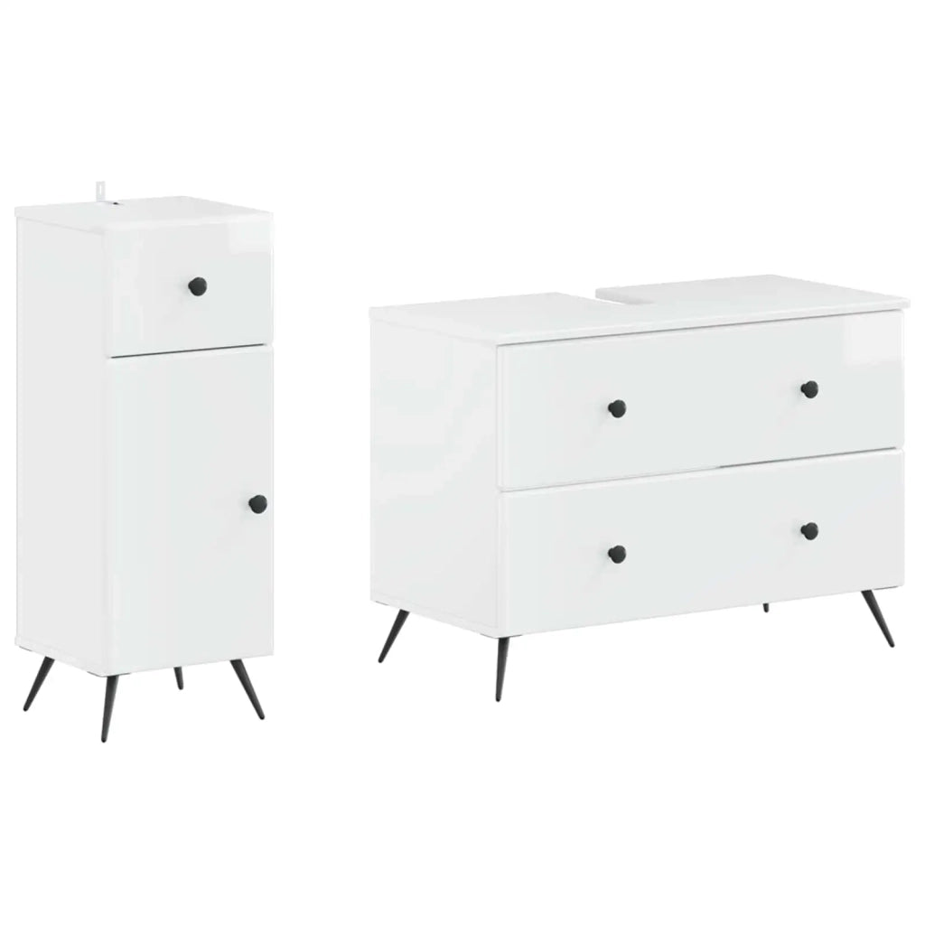Set di Armadi da Bagno da 2 Pezzi BREDA Bianco Lucido 3417724
