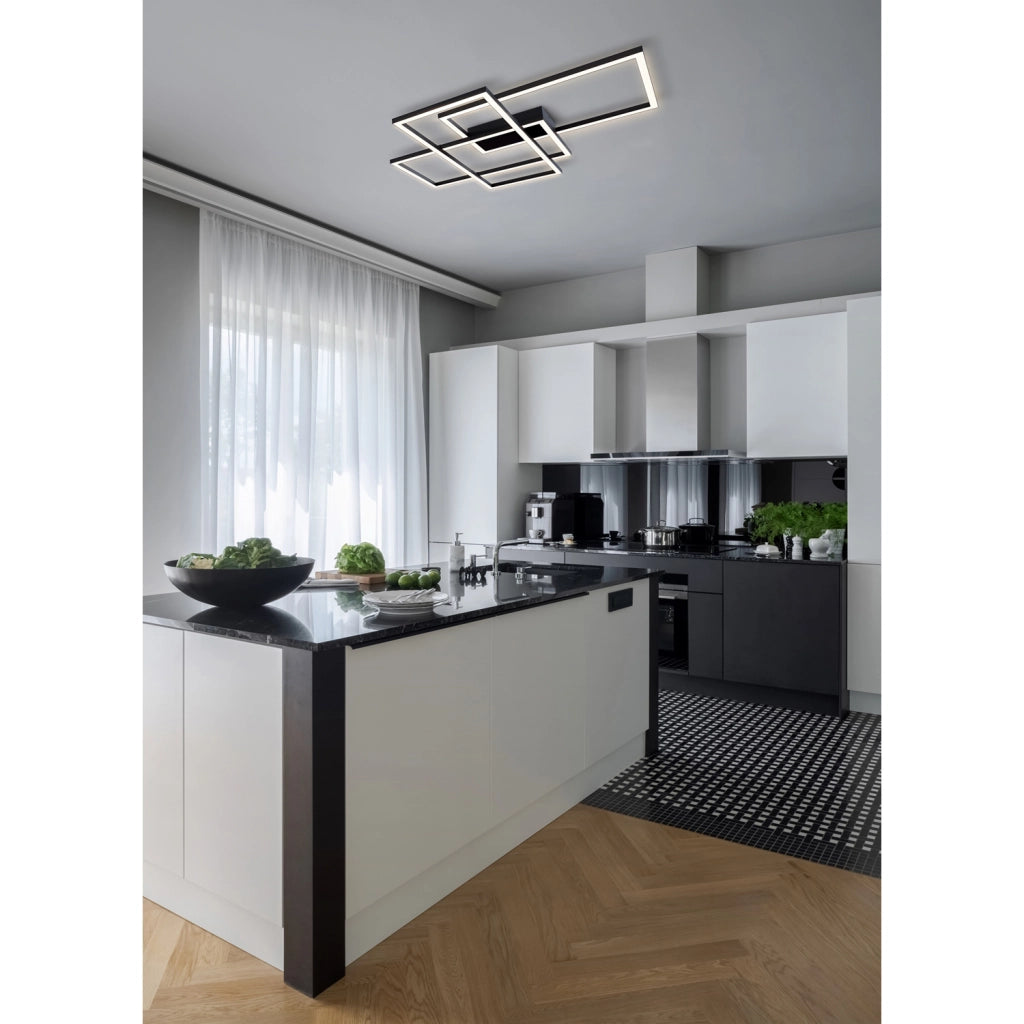 Maytoni Lampadario moderno Line 3 luci LED integrato nero metallo acrilico