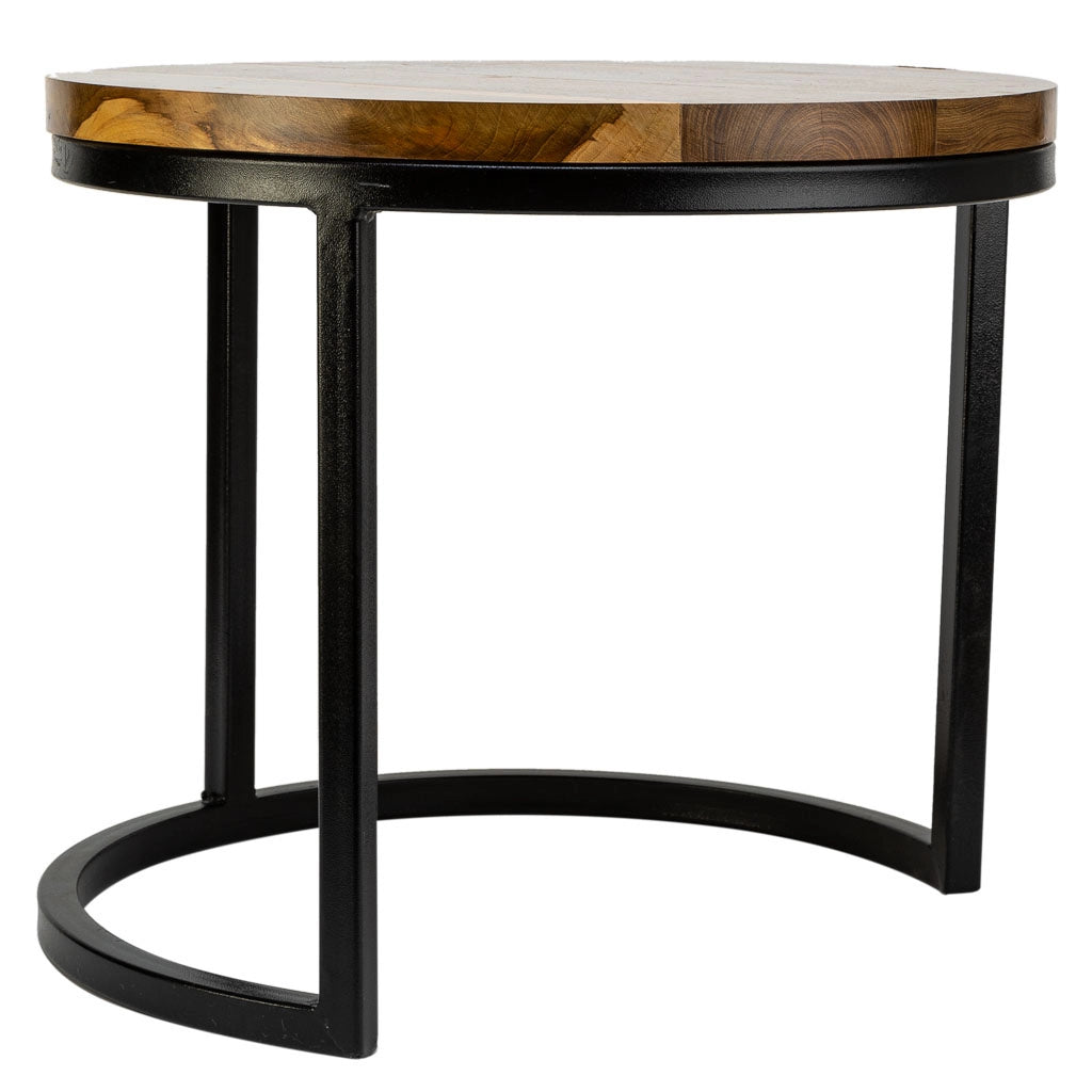 Tavolino in legno e metallo marrone 38x38x65h