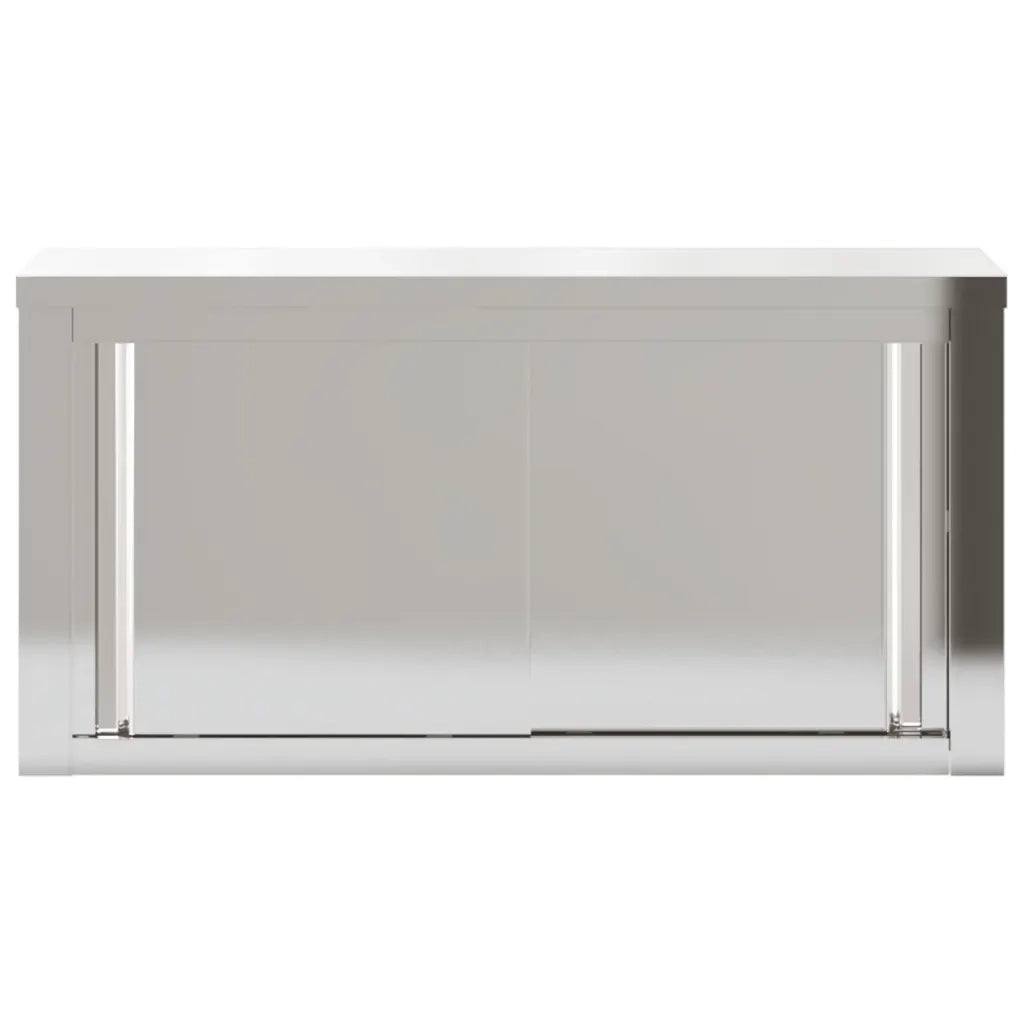 Mobile Cucina da Parete-Mobile da cucina con Ante Scorrevoli in Acciaio Inox