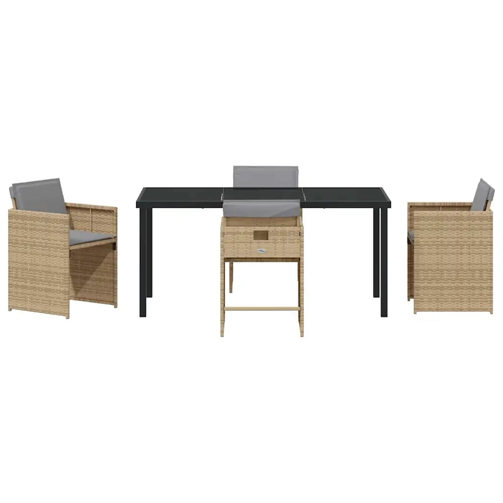 Set da Pranzo per Giardino 5 pz | Set Salotto da Giardino Beige polyrattan