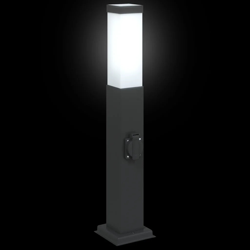 Lampada a paletto con presa elettrica 50 cm Nera IP44 4006083