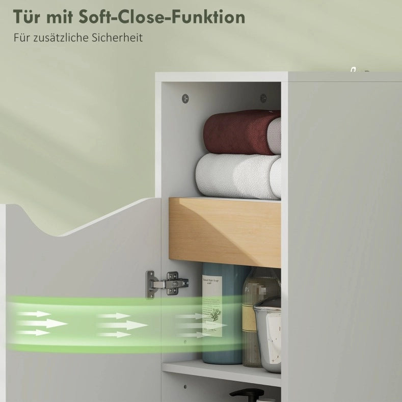 Mobile bagno stretto con ripiani regolabili e vano aperto, bianco