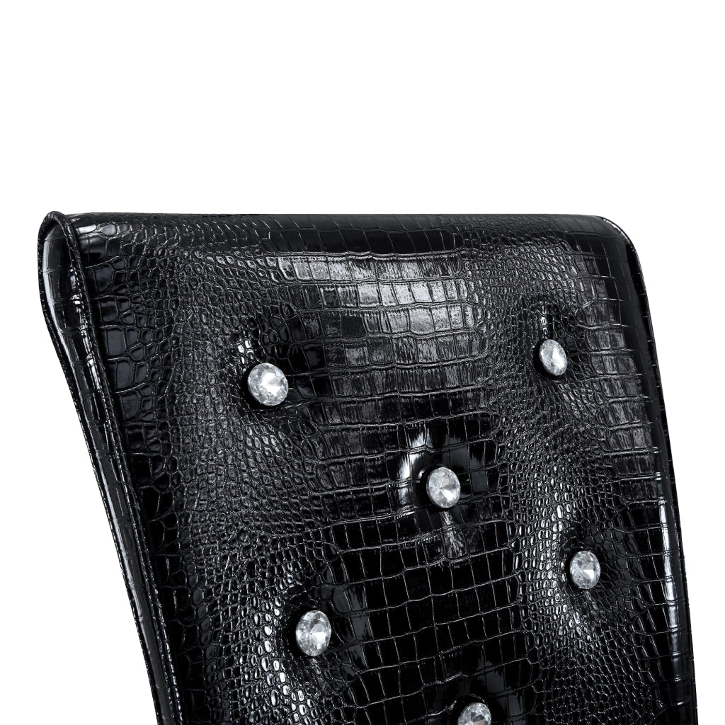 Sedia da Pranzo Set da 4 con Schienale Imbottito, Piedini Regolabili, in Metallo e PVC Nero