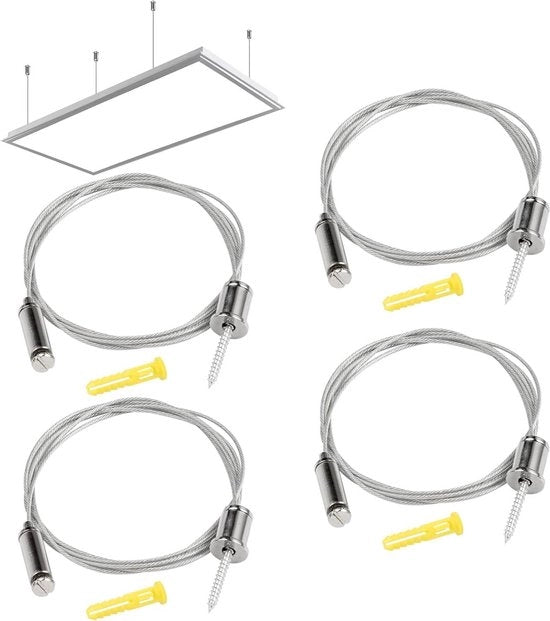 4 pezzi di sostegno flessibile per cavi - 15 mm × 2 m - per lampade LED - fissaggio al soffitto.