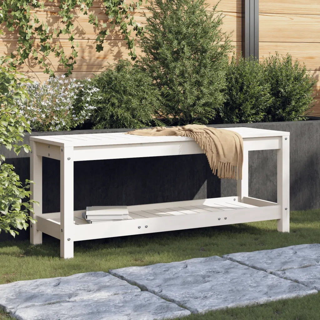 Panchina da Giardino | Panca da Giardino Bianca 108x35x45 cm Legno Massello di Pino