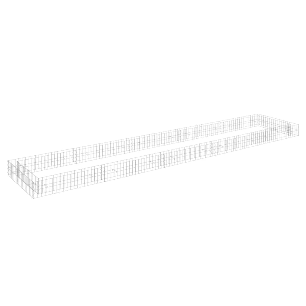 Aiuola rialzata in gabbione di acciaio zincato 500 x 100 x 20 cm Argento 02_0039897