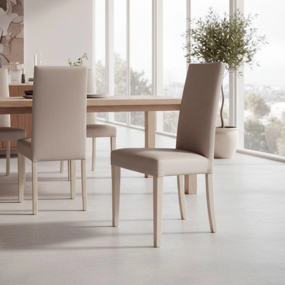 Set 2 sedie rivestite in tessuto tortora Nancy