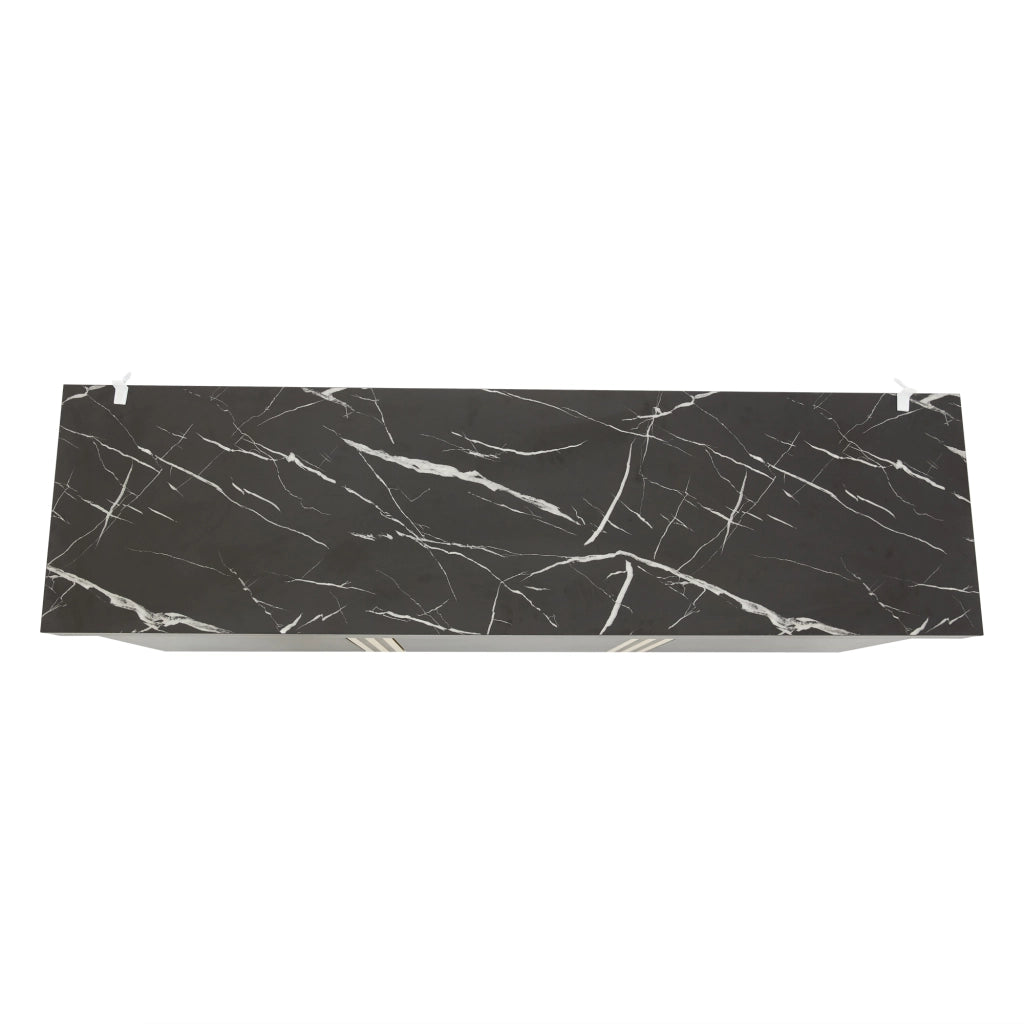 Credenza con 3 Ante; 6 Scomparti e Ripiani Regolabili per Soggiorno in Pannelli di Particelle 140 × 38 × 70 cm Nero