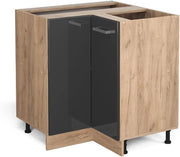 Mobile ad angolo cucina R-Line, Antracite lucido, 75.6 cm senza piano di lavoro, per la libera combinazione all'interno di sistemi cucina modulari