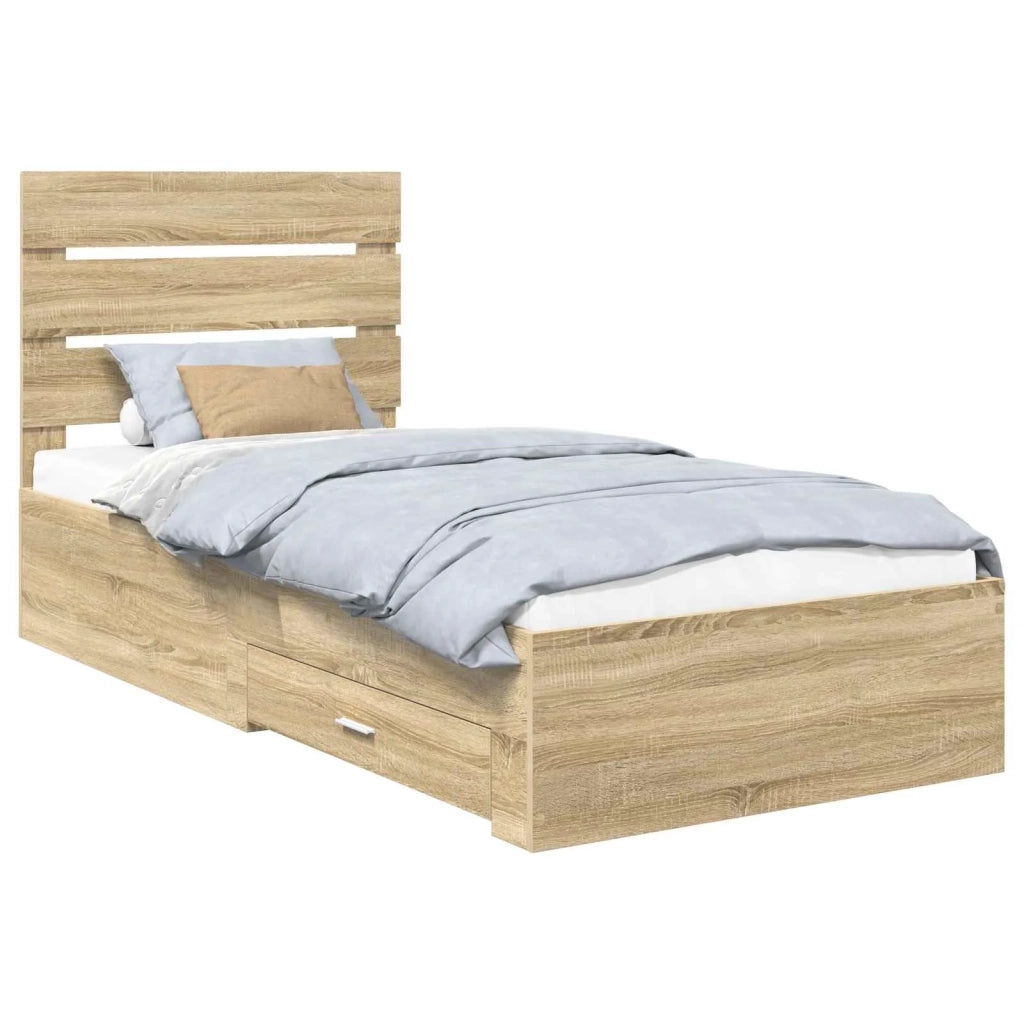 Struttura del letto Rovere Sonoma 90 x 190 cm Legno multistrato 3412022