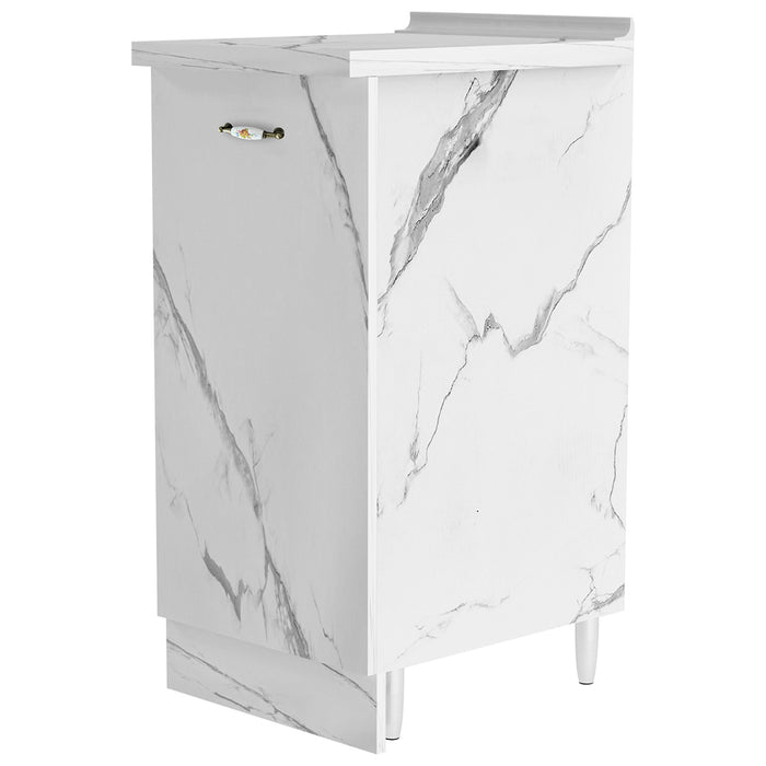 Mobile Base da Cucina Componibile 1 Anta in Legno Bianco Effetto Marmo