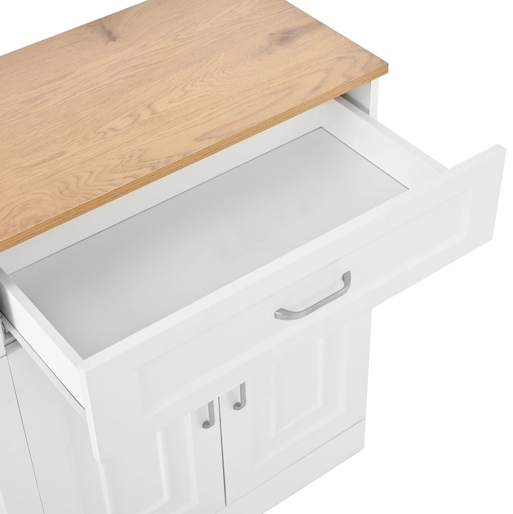 Credenza con 4 ante e 2 cassetti; ripiani regolabili; 120 x 35 x 80;5 cm; bianca