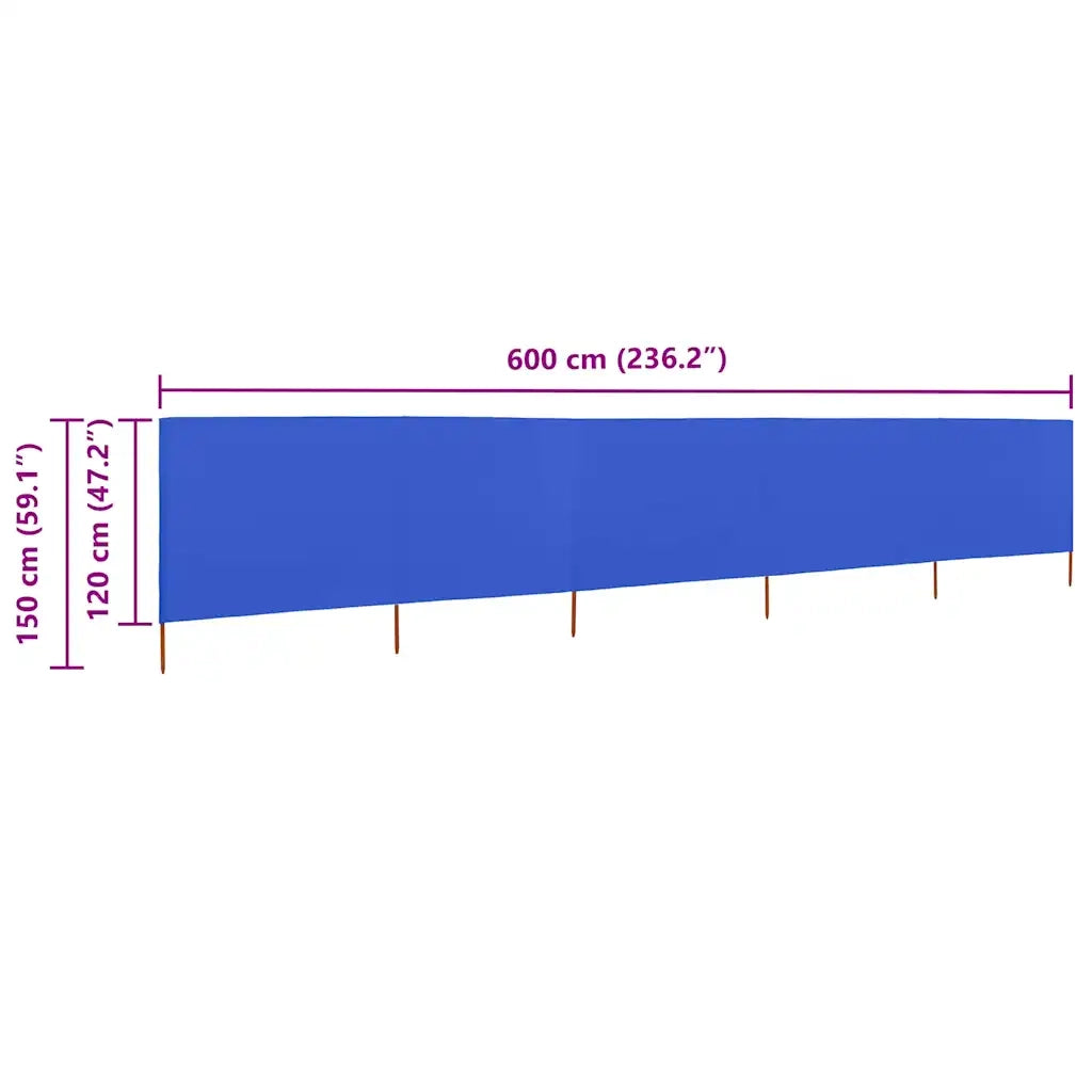 Paravento a 5 Pannelli in Tessuto 600x120 cm Azzurro CFW3304425