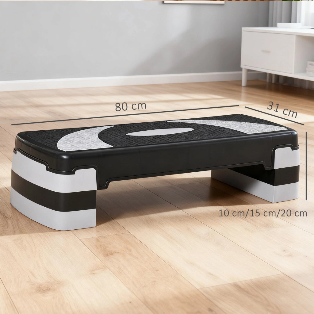 EasyComfort Stepper da Aerobica Regolabile in Altezza 10-15-20 cm Antiscivolo, Nero e Grigio
