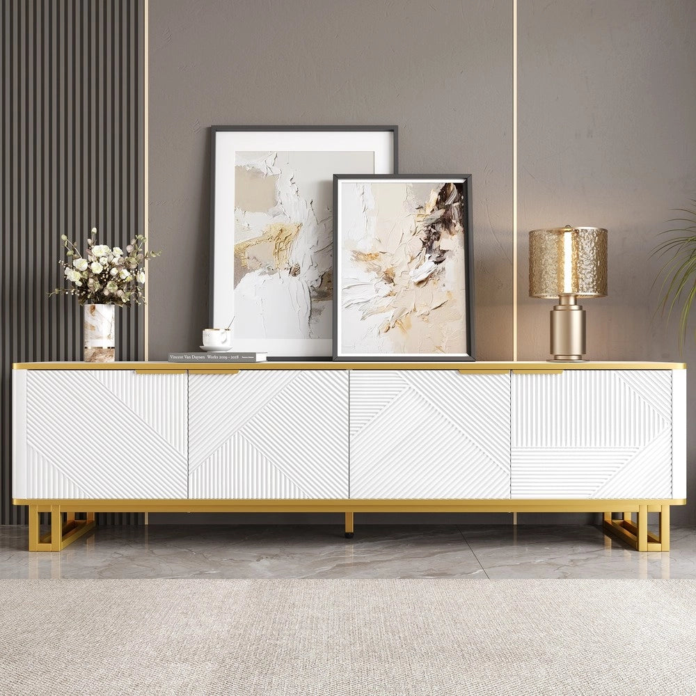 Mobile TV con Ante ¨C MINIMAL ¨C Legno, Design Geometrico, 160x37.5x48 cm
