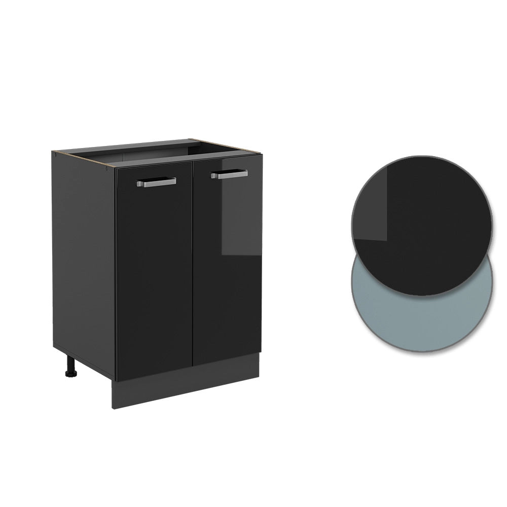 Vicco Mobiletto base cucina Nero lucido 60 cm , PL Rovere