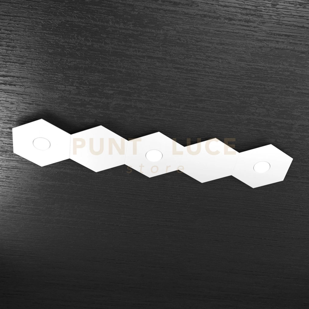 HEXAGON APPLIQUE-PLAFONIERA 3 LUCI + 2 DECORATIVO BIANCO 1142-3L2D-BI