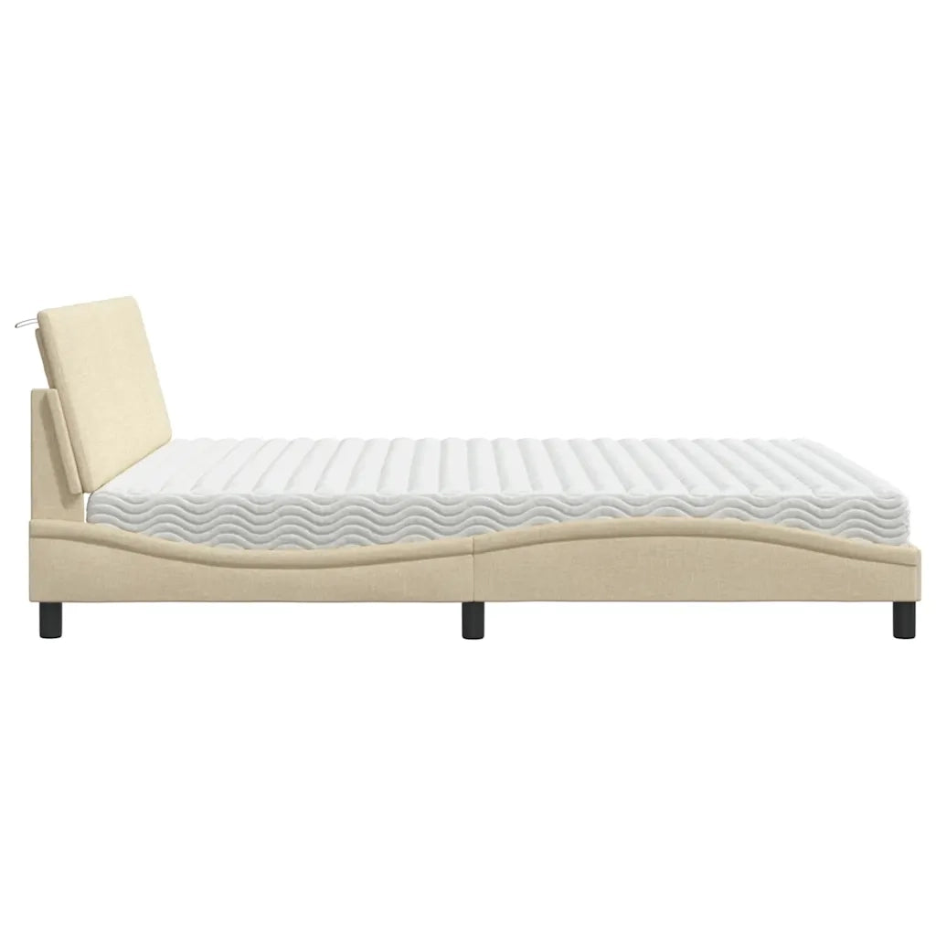 Letto con Materasso Hanko Crema 180x200 cm in Tessuto