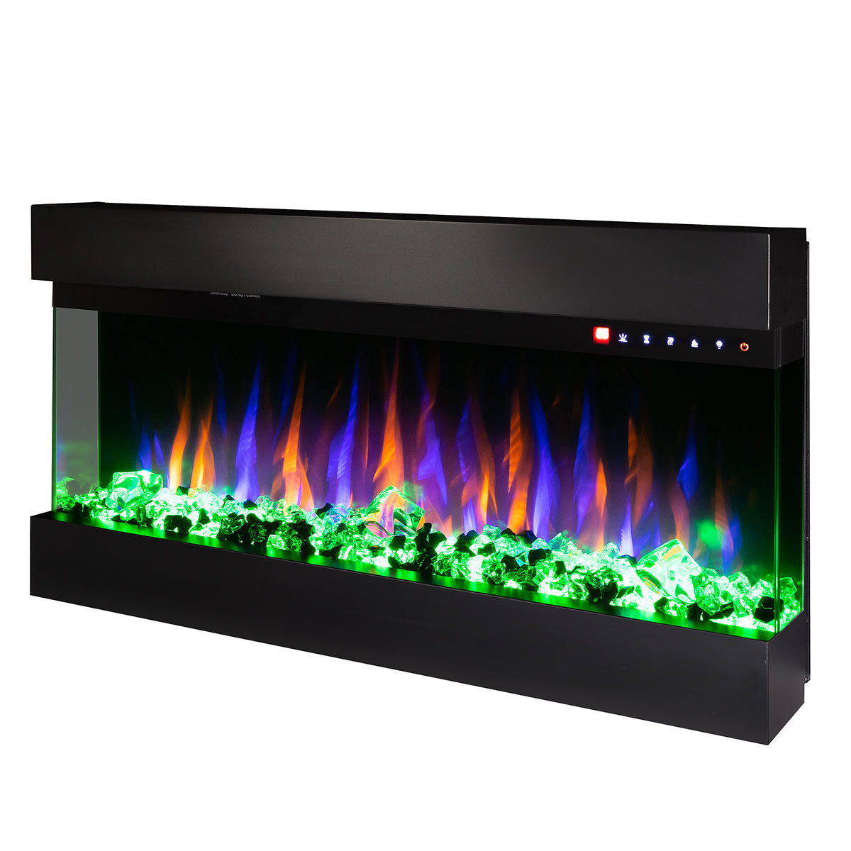 Camino Elettrico da Incasso 48,4x93x20 cm Effetto Fiamma 1500W Dalas Nero