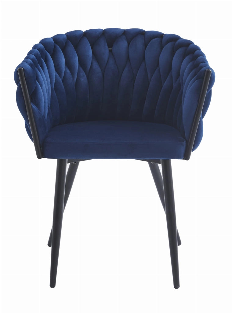 Sedia VALORA MAYAN - Velluto blu navy, design ergonomico, uso soggiorno