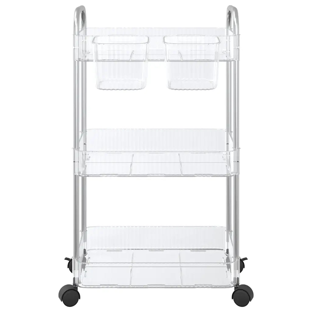 Carrello Portaoggetti a 3 Livelli 37x28x68 cm in Acrilico 4012378
