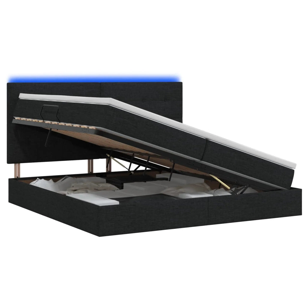 Letto con contenitore LED e materasso Nero 200 x 200 cm Tessuto 3459968