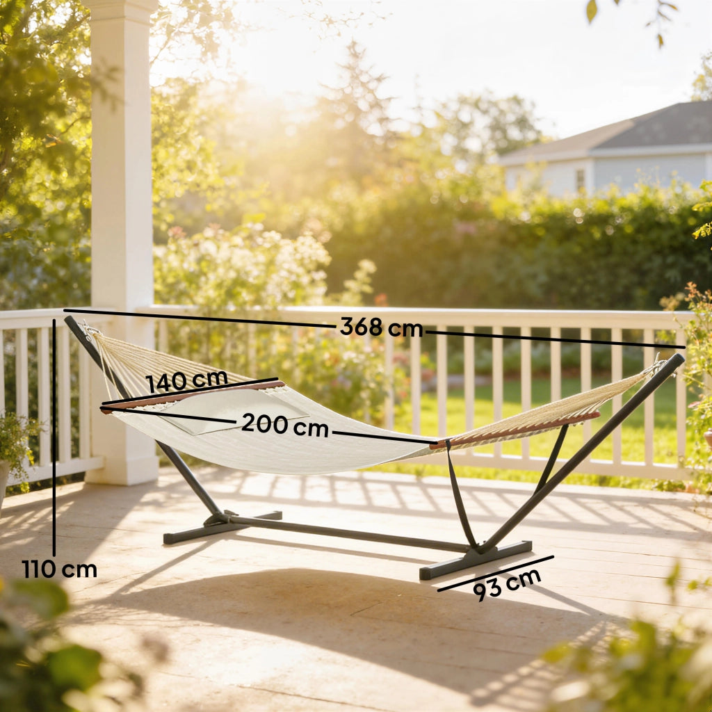 Amaca con supporto in acciaio ¨C zephmum ¨C crema 368x140x110 cm