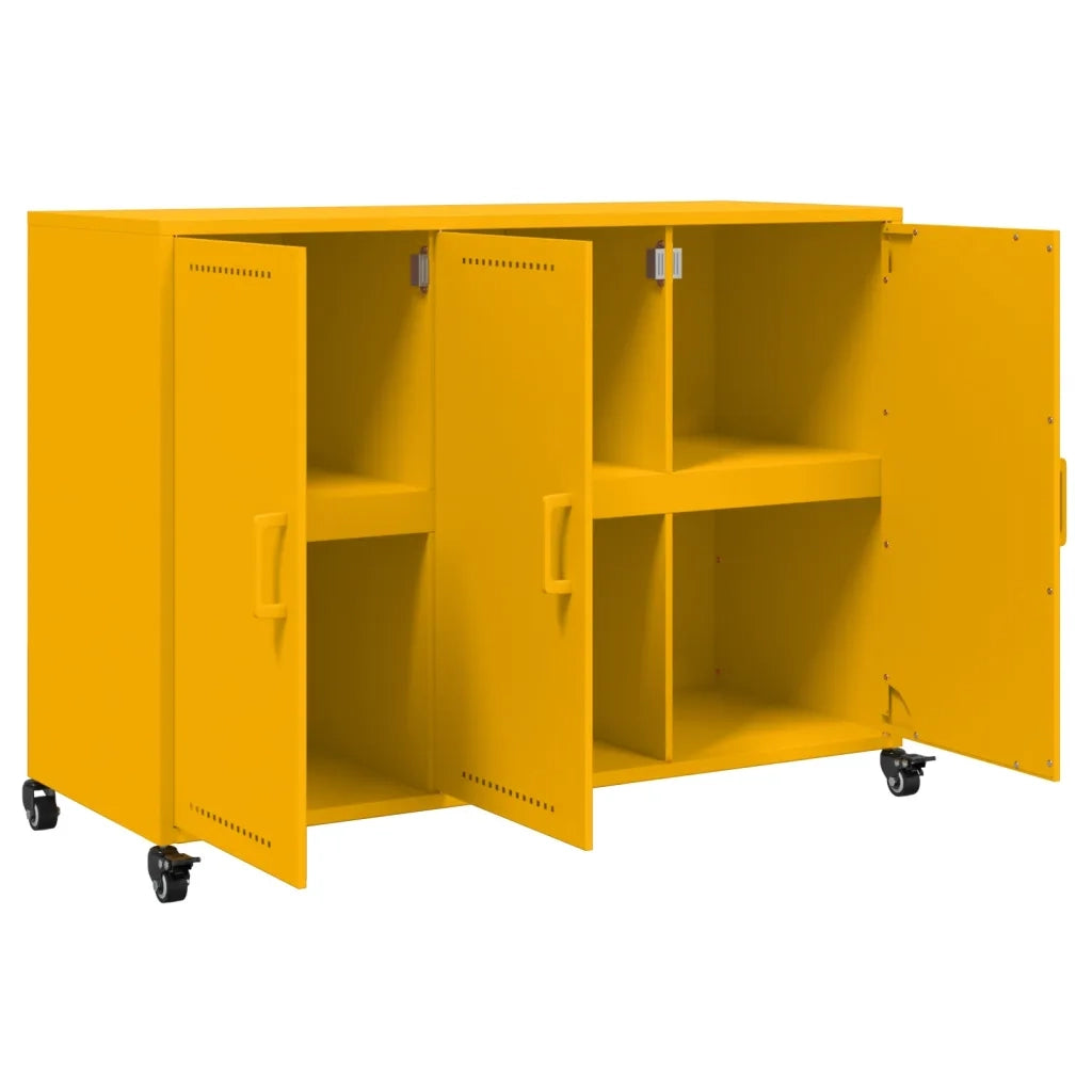 Credenza | Madia | Buffet da pranzo | Armadio da pranzo Giallo Senape 100,5x39x72 cm in Acciaio