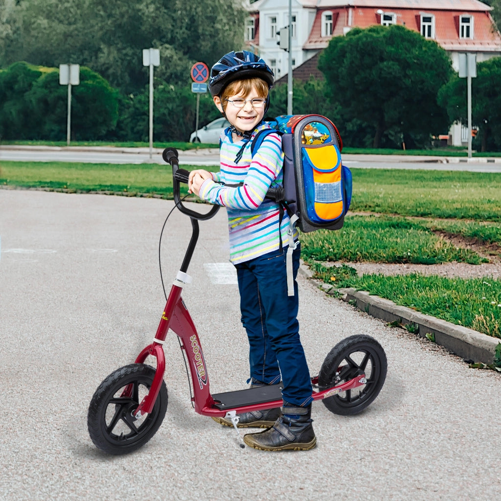 Monopattino per Bambini con Freno Posteriore e Manubrio Regolabile ¨C Xylo ¨C Rosso, 120x52x80-88 cm
