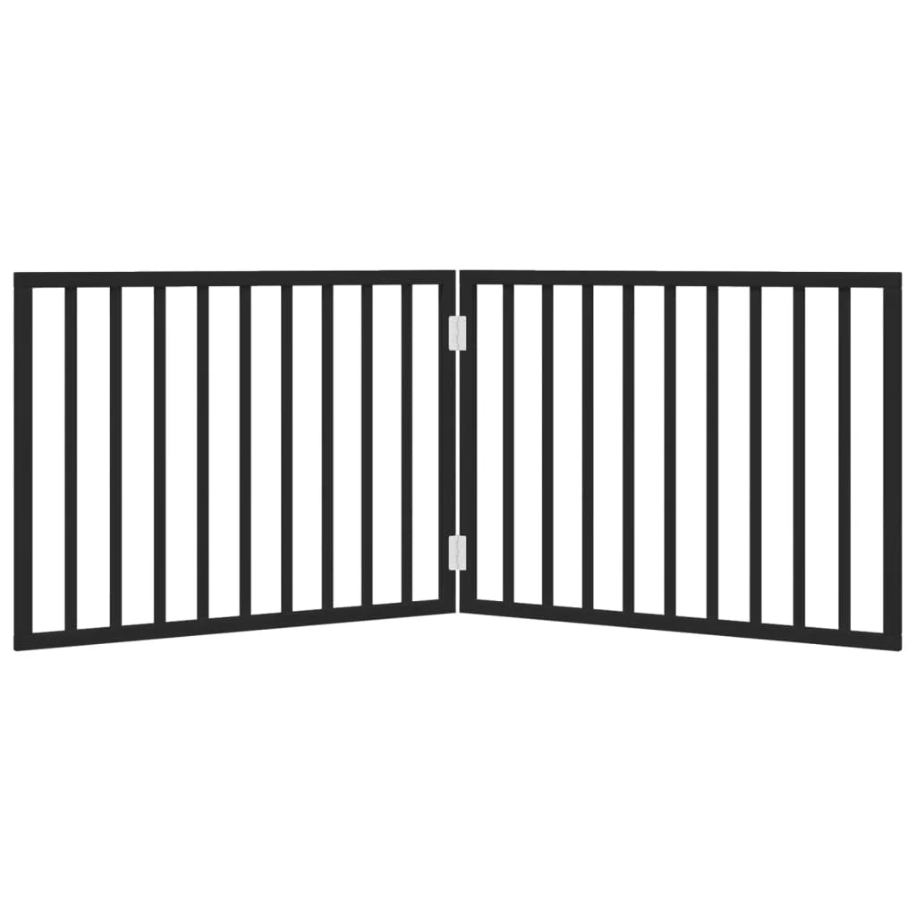 Cancelletto di sicurezza pieghevole per cani 2 pannelli legno di pioppo nero 02_0023057