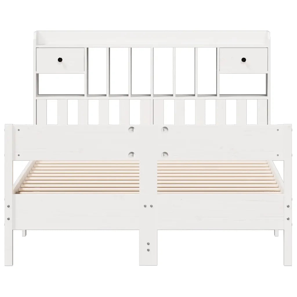 Letto Libreria senza Materasso Bianco 140x200 cm Legno di Pino 3323027